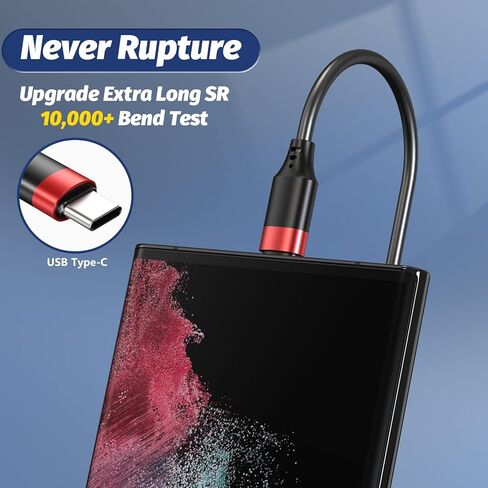 كابل USB C قصير، 7 بوصة 3 حزم USB-A إلى USB-C كابل شحن سريع 3A، سلك شاحن USB من النوع C متوافق مع Samsung Galaxy S10 S9، Note 10 9 8، بنك الطاقة وأجهزة USB C الأخرى، أحمر in Kuwait