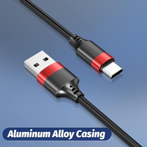 كابل USB C قصير، 7 بوصة 3 حزم USB-A إلى USB-C كابل شحن سريع 3A، سلك شاحن USB من النوع C متوافق مع Samsung Galaxy S10 S9، Note 10 9 8، بنك الطاقة وأجهزة USB C الأخرى، أحمر in Kuwait