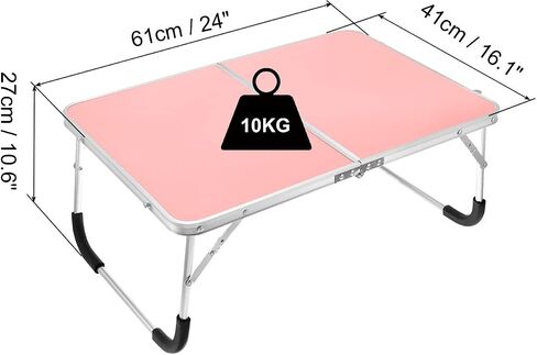 PATIKIL Foldable Laptop Table, Portable Lap Desk Picnic Bed Tray Tables Snacks Reading Working Desks for Bed Sofa Camping, Pink in Kuwait
