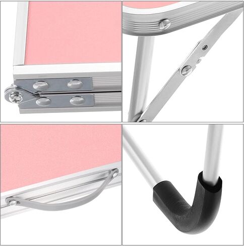PATIKIL Foldable Laptop Table, Portable Lap Desk Picnic Bed Tray Tables Snacks Reading Working Desks for Bed Sofa Camping, Pink in Kuwait