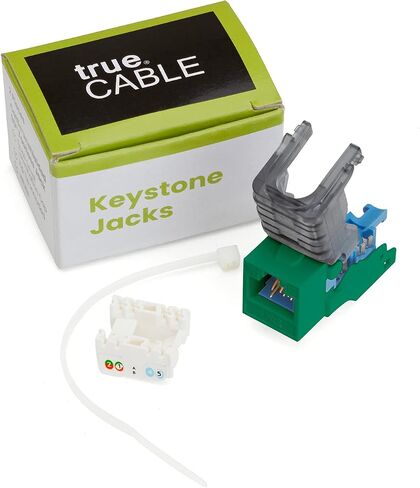 TRUE CABLE Cat5e Toolless Keystone Jack, Unshielded (UTP), PoE++ (4PPoE) 100W, UL Listed, ETL Verified, ANSI/TIA Certified, Modular RJ45 Female, Gray, 6 Pack in Kuwait