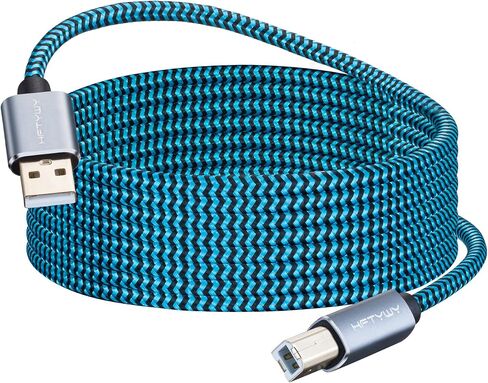 كابل طابعة USB بطول 30 قدمًا، سلك طابعة USB طويل مجدول 2.0 نوع A ذكر إلى B ذكر كابل ماسح ضوئي عالي السرعة متوافق مع HP وCanon وDell وEpson وSamsung والمزيد in Kuwait
