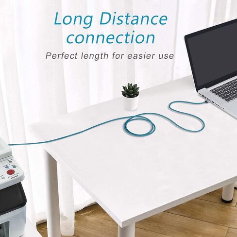 كابل طابعة USB بطول 30 قدمًا، سلك طابعة USB طويل مجدول 2.0 نوع A ذكر إلى B ذكر كابل ماسح ضوئي عالي السرعة متوافق مع HP وCanon وDell وEpson وSamsung والمزيد in Kuwait