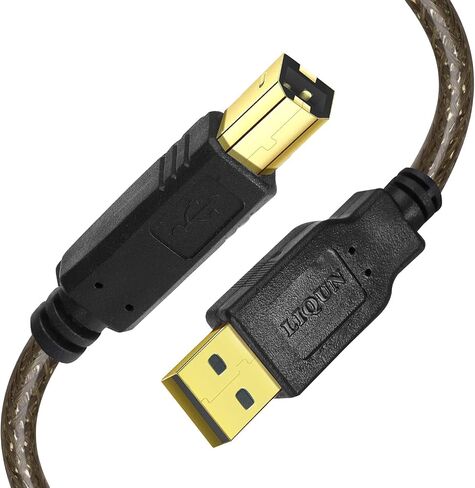كابل الطابعة 25 قدم USB 2.0 النوع A ذكر إلى النوع B ذكر كابل الماسح الضوئي للطابعة عالي السرعة USB A إلى B متوافق مع HP، Canon، Brother، Epson، Xerox، Samsung إلخ in Kuwait