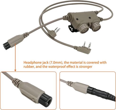 U94 Dual PTT 2 Pin K Plug for UV5R Tactical Headset w/7.0mm Jack in Saudi Arabia