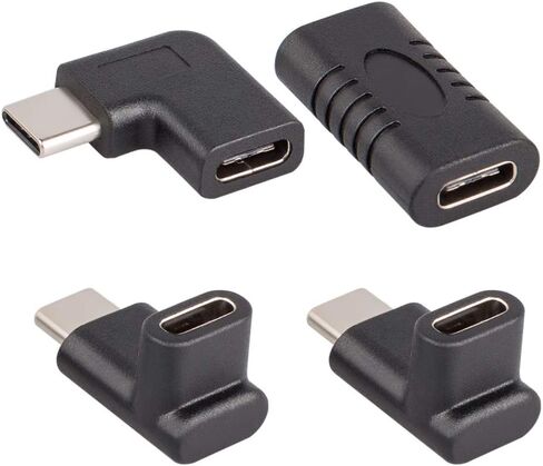 4 قطع محول USB C ، DanziX من النوع C ذكر إلى أنثى إلى أنثى إلى أنثى أنثى إلى أنثى ، محول تمديد بزاوية 90 درجة للكمبيوتر اللوحي والكمبيوتر المحمول in Kuwait