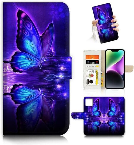 for iPhone 14 Art Designed Flip Wallet Style Cover Case Fancy Flower Full Body Protection AD003 (#24878 Red Gothic Rose) in Kuwait