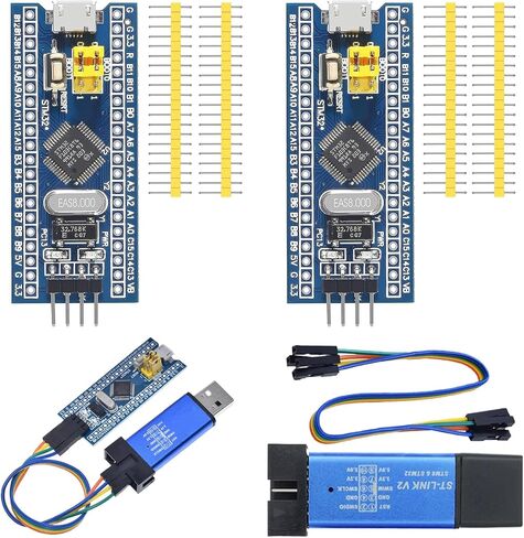ALMOCN 2PCS STM32F103C8T6 ARM STM32 Minimum System Development Board STM32F103C8T6 Core Learning Board + 1PCS ST-Link V2 Emulator Downloader Programmer, Random Color in Saudi Arabia