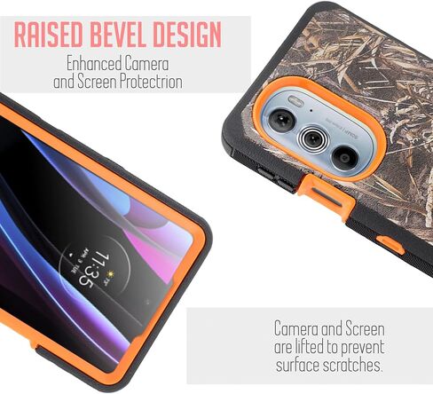 Designed for Motorola Edge + Plus 2022, Moto Edge Plus 5G UW 2022, Moto Edge 30 Pro Phone Case with Built in Screen Protector, Swivel Belt Clip Holster Kickstand Holder (Black) in Kuwait