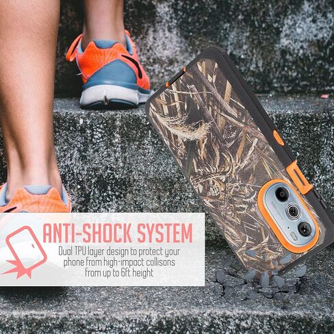 Designed for Motorola Edge + Plus 2022, Moto Edge Plus 5G UW 2022, Moto Edge 30 Pro Phone Case with Built in Screen Protector, Swivel Belt Clip Holster Kickstand Holder (Black) in Kuwait