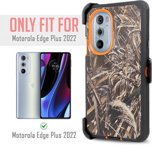 Designed for Motorola Edge + Plus 2022, Moto Edge Plus 5G UW 2022, Moto Edge 30 Pro Phone Case with Built in Screen Protector, Swivel Belt Clip Holster Kickstand Holder (Black) in Kuwait