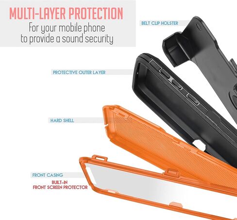 Designed for Motorola Edge + Plus 2022, Moto Edge Plus 5G UW 2022, Moto Edge 30 Pro Phone Case with Built in Screen Protector, Swivel Belt Clip Holster Kickstand Holder (Black) in Kuwait