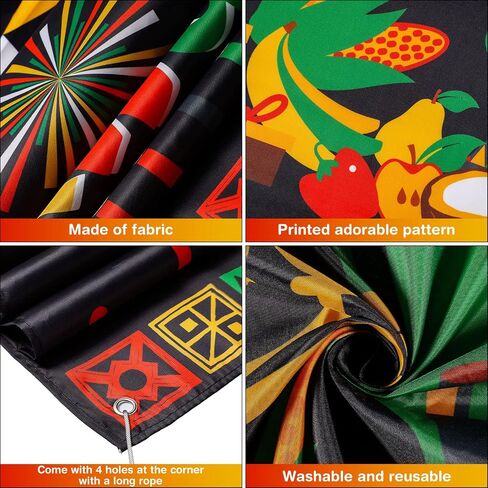 Happy Kwanzaa Banner Backdrop Party Decoration Supplies Candles African Heritage Background Harvest Kwanzaa Photo Booth Backdrop for Africans American Traditional Festival, 72.8 x 43.3 inch in Saudi Arabia