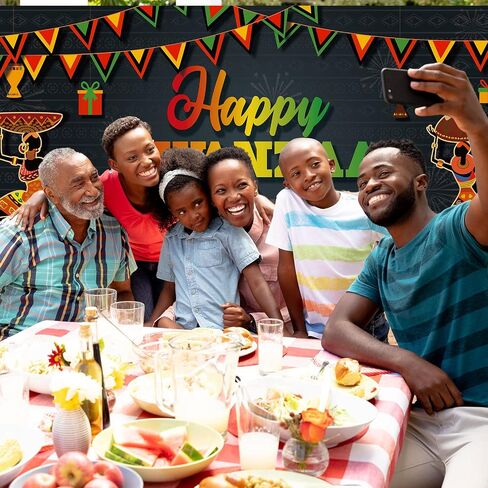 Happy Kwanzaa Banner Backdrop Party Decoration Supplies Candles African Heritage Background Harvest Kwanzaa Photo Booth Backdrop for Africans American Traditional Festival, 72.8 x 43.3 inch in Saudi Arabia