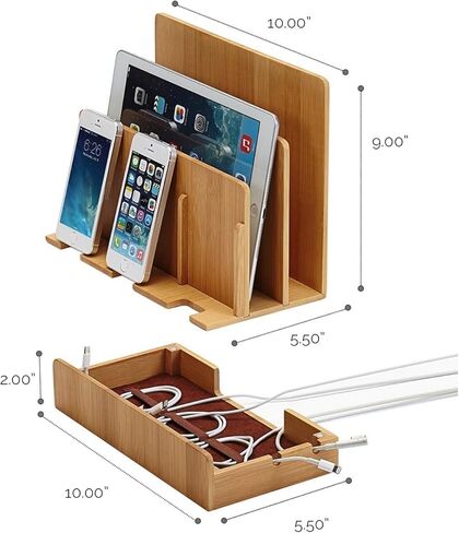 G.U.S. Multi-Device Charging Station Dock & Organizer - Multiple Finishes Available. for Laptops, Tablets, and Phones - Strong Build, Black Leatherette in Saudi Arabia