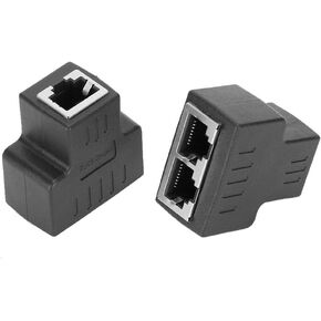 وصلة إيثرنت، قطعتان محول كابل إيثرنت 1 في 2 خارج RJ45 أنثى واجهة LAN موصل كابل موسع متوافق مع ADSL والمحاور والمفاتيح وأجهزة التلفزيون وصناديق الاستقبال وما إلى ذلك (أسود) in Kuwait