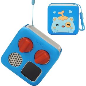 Multicolor Silicone Case Compatible with Yoto Mini Player, Protective Sleeve Cover for Kids Audio Music Player, Cat Pattern Designed for Mini Player Jacket (Blue)