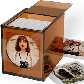 WINKINE Acrylic Polaroid Photo Storage Box & Frame, Photo Frame for Film 4.2’’x3.5’’ with Sliding Lid, Polaroid Storage Box for i-Type/600/SX-70 Films, Amber, 2 Pack in Kuwait