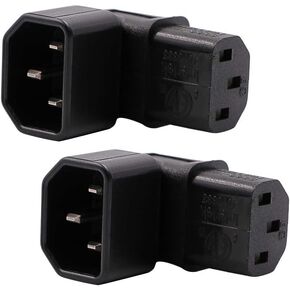 IEC C14 إلى C13 محول الطاقة PDU التوصيل/المقبس حتى 90 درجة لتلفزيون LCD على الحائط 2 Pack