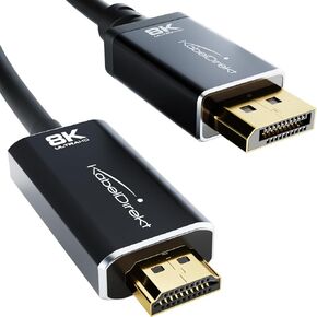 كيبل محول 8K/4K ديسبلاي بورت 1.4 الى HDMI 2.1 مع موصلات معدنية غير قابلة للكسر بطول 1.8 متر (ينقل 8K/60Hz من لابتوب DP الى شاشة HDMI والتلفزيون - DP الى HDMI، احادي الاتجاه) in Kuwait