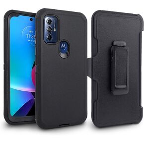 Customerfirst for Motorola Moto-G Pure Phone Case: G Play 2023 | G Power 2022, with Belt Clip Holster Heavy Duty Rugged Shockproof Full Body Protection Kickstand Phone case (Black)