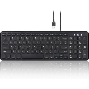Perixx PERIBOARD-213U Wired Silent USB Scissor Keyboard - 14.45x4.76x0.70 Inches Compact Design with Number Pad - Black - US English (PB-213BUS-11738)