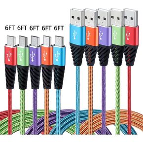 Teyssor Micro USB Cable 10FT 4-Pack Long Android Charger Cable Nylon Braided Cell Phone Charger Android Fast Charging Cord Compatible with Samsung Galaxy S6 S7 Edge J7,LG,HTC,Motorola,Sony,Xbox,Red