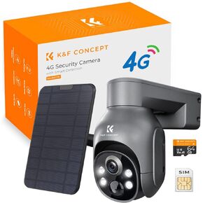K&F Concept 4G LTE Cellular Security Camera with SD & SIM Card, No WiFi Security Camera with 2K Color Night Vision, 360°View, PIR Motion Sensor, 2 Way Talk, Cloud/SD Storage in Saudi Arabia