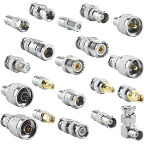 20pcs BNC Connector Kits BNC to SMA/BNC to BNC/BNC to UHF/BNC to N/BNC to F RF Coax BNC Adapter Male to Female Cable Converter