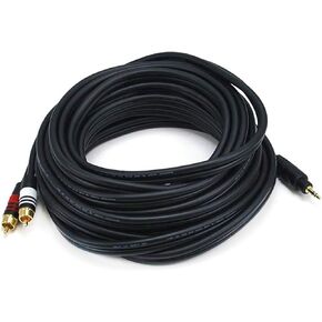 Monoprice 6ft Premium 3.5mm Stereo Male to 2RCA Male 22AWG Cable (Gold Plated) - Black in Kuwait