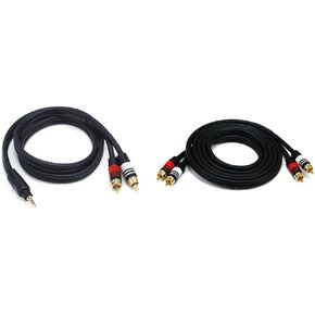 Monoprice Audio Cable (1.5 Feet) and Premium Two-Channel Audio Cable (3 Feet) Bundle