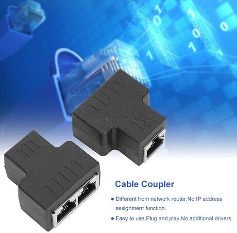 وصلة إيثرنت، قطعتان محول كابل إيثرنت 1 في 2 خارج RJ45 أنثى واجهة LAN موصل كابل موسع متوافق مع ADSL والمحاور والمفاتيح وأجهزة التلفزيون وصناديق الاستقبال وما إلى ذلك (أسود) in Saudi Arabia