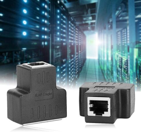 وصلة إيثرنت، قطعتان محول كابل إيثرنت 1 في 2 خارج RJ45 أنثى واجهة LAN موصل كابل موسع متوافق مع ADSL والمحاور والمفاتيح وأجهزة التلفزيون وصناديق الاستقبال وما إلى ذلك (أسود) in Saudi Arabia
