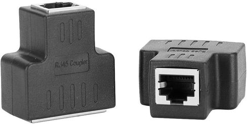 وصلة إيثرنت، قطعتان محول كابل إيثرنت 1 في 2 خارج RJ45 أنثى واجهة LAN موصل كابل موسع متوافق مع ADSL والمحاور والمفاتيح وأجهزة التلفزيون وصناديق الاستقبال وما إلى ذلك (أسود) in Saudi Arabia