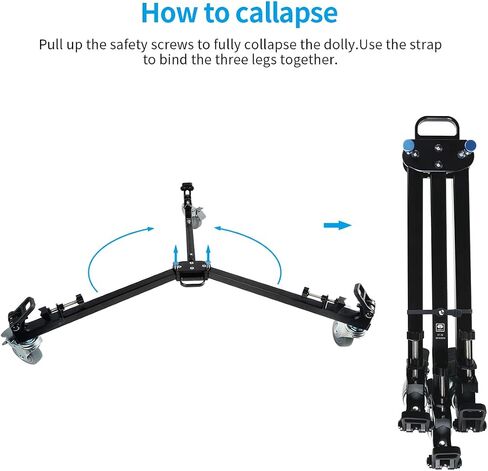 SIRUI DT-06 Professional Compatible Video Tripod Dolly - Heavy Duty Smooth and Fast Movements Open and Collapse Easily Perfect for Cameras Camcorder and Lighting Equipment in Saudi Arabia