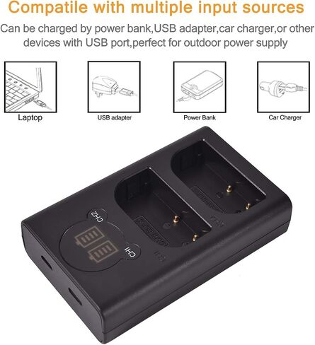 DSTE Replacement for DMW-BLF19 Dual LCD Battery Charger Compatible Panasonic Lumix DMC-GH3 GH3A GH3AGK GH3GK GH3H DC-G9GK-K Lumix G9 DC-GH5 DC-GH5S Camera with Type-C and Micro-USB Port in Saudi Arabia