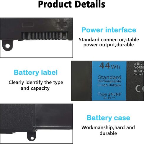 بطارية كمبيوتر محمول LAQUEENA 2NJNF متوافقة مع Dell Inspiron 14z-5423 15z-5523 ​​Ultrabook Series 8JVDG TPMCF T41M0 11.1V 44WH/3700MAH 6 خلايا in Saudi Arabia