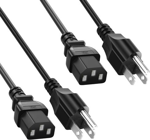 QYD 2 Pack 6FT (1.8m) 3 سلك طاقة تيار متردد متوافق مع Dell وSamsung وLG وAOC وBenQ وAcer وAsus وViewSonic وشاشة HP Compaq وEpson PowerLite وOptoma وLG DLP سلك طاقة لجهاز العرض in Kuwait