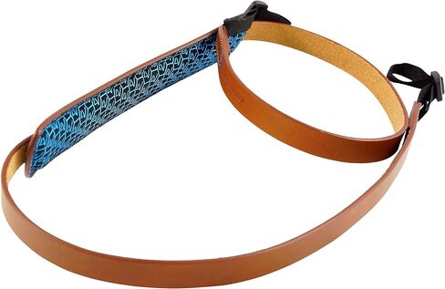 Classic Large Handmade Leather Camera Strap w/Universal Fit Kit, Natural/Cyan (2CLVV2530BL) in Saudi Arabia