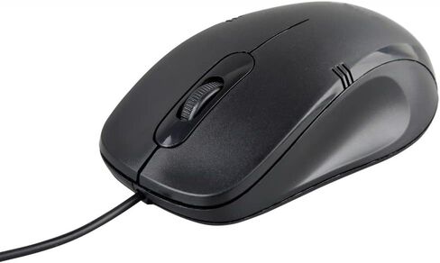 ماوس ضوئي USB من Inland Products أسود، شكل مريح يتوافق مع اليد للاستخدام المريح. دبليو in Saudi Arabia