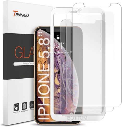 Trianium Tempered Glass Screen Protector designed for Apple iPhone 11 Pro/iPhone XS/iPhone X 5.8-inch, 3 Pack HD Clarity 0.25mm Film [Alignment Case Tool Included] in Kuwait