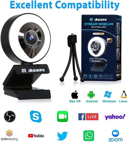 اغايب كاميرا ويب HD 1080p مزودة بميكروفون، معتمدة لزووم، متوافقة مع مايكروسوفت تيمز، كاميرا ويب للبث للكمبيوتر المكتبي/ماك/اللابتوب [نسخة محدثة 2022] in Kuwait