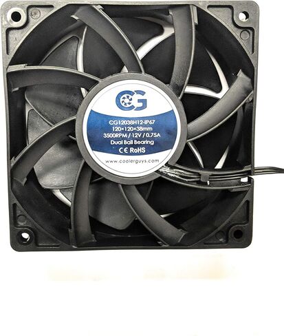 Coolerguys 12vDC Waterproof IP67 Fan (High Speed, 120x38mm) in Kuwait