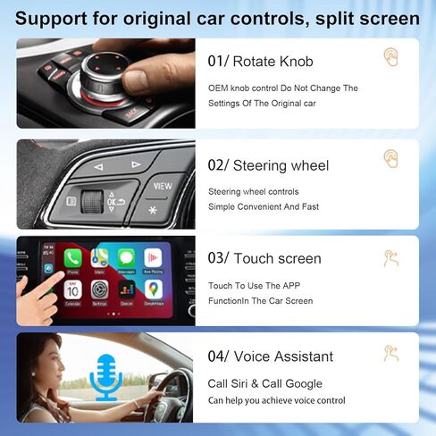 محول CarPlay Android التلقائي اللاسلكي لسيارات CarPlay السلكية في المصنع، الصندوق السحري يأتي مع Netflix/YouTube/TikTok/Disney/Google Play، صندوق AI متعدد الوسائط للسيارة Apple CarPlay Wireless USB Dongle (2023 جديد) in Kuwait
