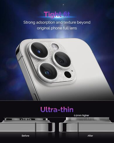Actgan for iPhone 14 Pro/iPhone 14 Pro Max Camera Lens Protector 3D Bling Glitter Full Coverage Camera Screen Cover Case Friendly Accessories for iPhone 14 Pro Max/ 14 Pro Glitter Purple in Saudi Arabia