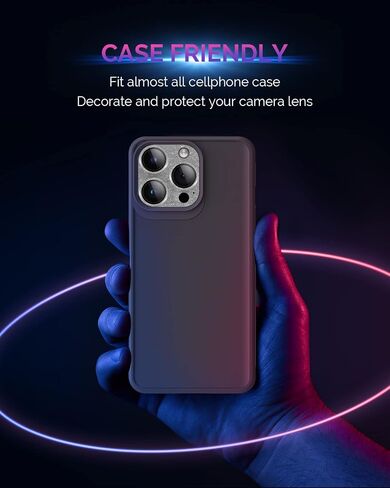 Actgan for iPhone 14 Pro/iPhone 14 Pro Max Camera Lens Protector 3D Bling Glitter Full Coverage Camera Screen Cover Case Friendly Accessories for iPhone 14 Pro Max/ 14 Pro Glitter Purple in Saudi Arabia