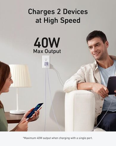 شاحن Anker USB C بقدرة 40 وات، شاحن 521 (نانو برو)، شاحن سريع مدمج PIQ 3.0 (غير قابل للطي) لهواتف iPhone 14/14 Plus/14 Pro/14 Pro Max/13 وGalaxy وPixel 4/3 وiPad/iPad Mini (الكابل غير متضمن) in Saudi Arabia