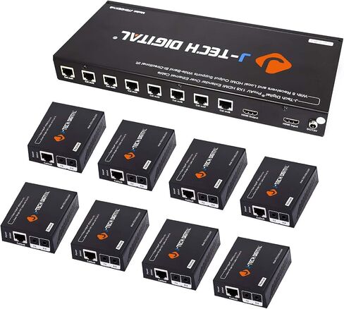 J-Tech Digital HDMI Extender Splitter 1x4 Over Single Cat5e/6 Ethernet Cable Up To 164ft. Supports PoC HDMI Loopout IR Control EDID Switch in Saudi Arabia