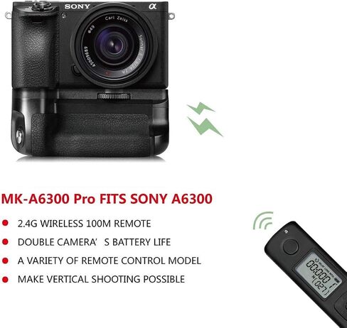 حزمة طاقة بمقبض بطارية للتصوير العمودي من Meike MK-A6300 Pro مع جهاز تحكم عن بعد لاسلكي 100 متر 2.4 جيجا هرتز لكاميرا Sony A6300 A6000 in Saudi Arabia