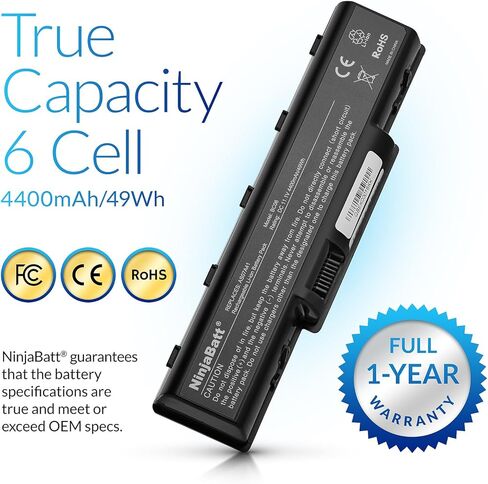 بطارية NinjaBatt لـ K53E A32-K53 A41-K53 X44H A53S A53U X53U X53E X54C K53S K53SV A53E X53S X54H 07G016H31875 A43S K53SD A53 A54 K53 A54C A42-K53 - أداء عالي [6 خلايا/4400 مللي أمبير/4 8Wh] in Kuwait